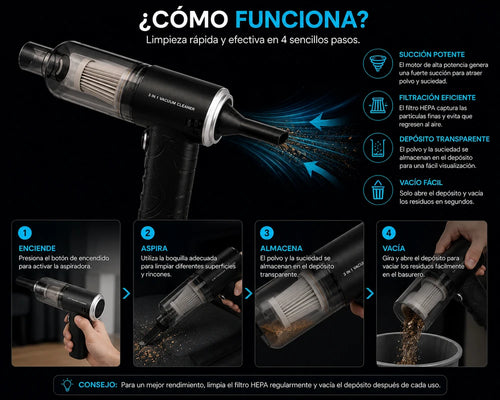 Mini Aspiradora Portátil Multiusos 3 EN1