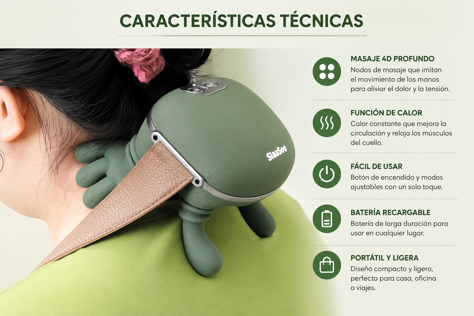Tortuga Masajeadora Inteligente para Cuello y Espalda