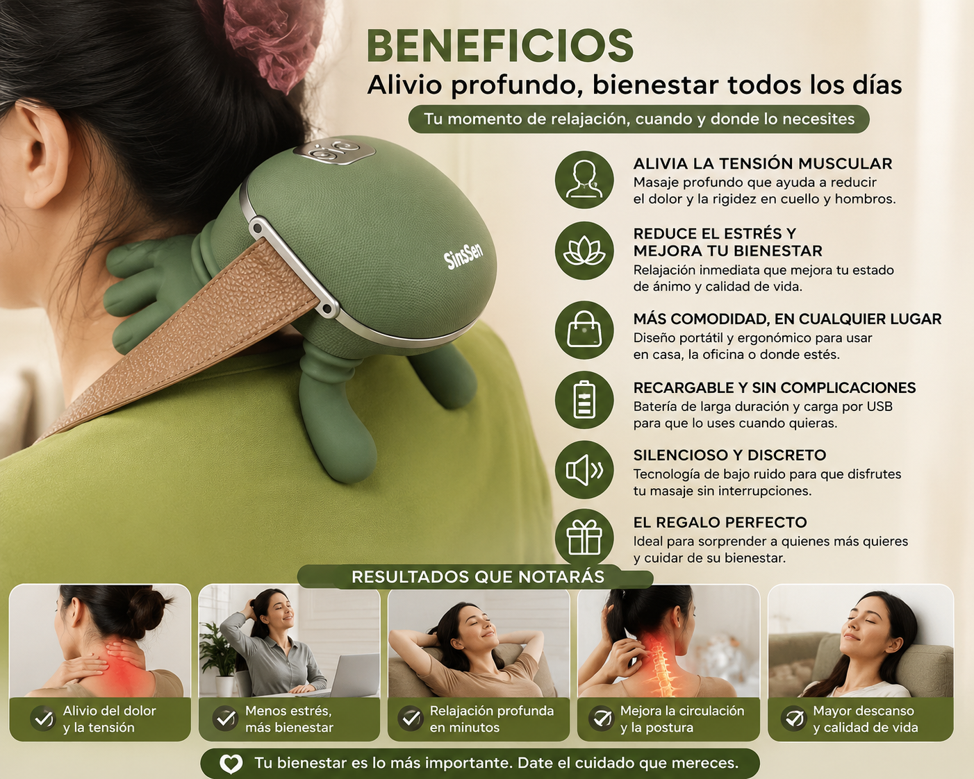 Tortuga Masajeadora Inteligente para Cuello y Espalda